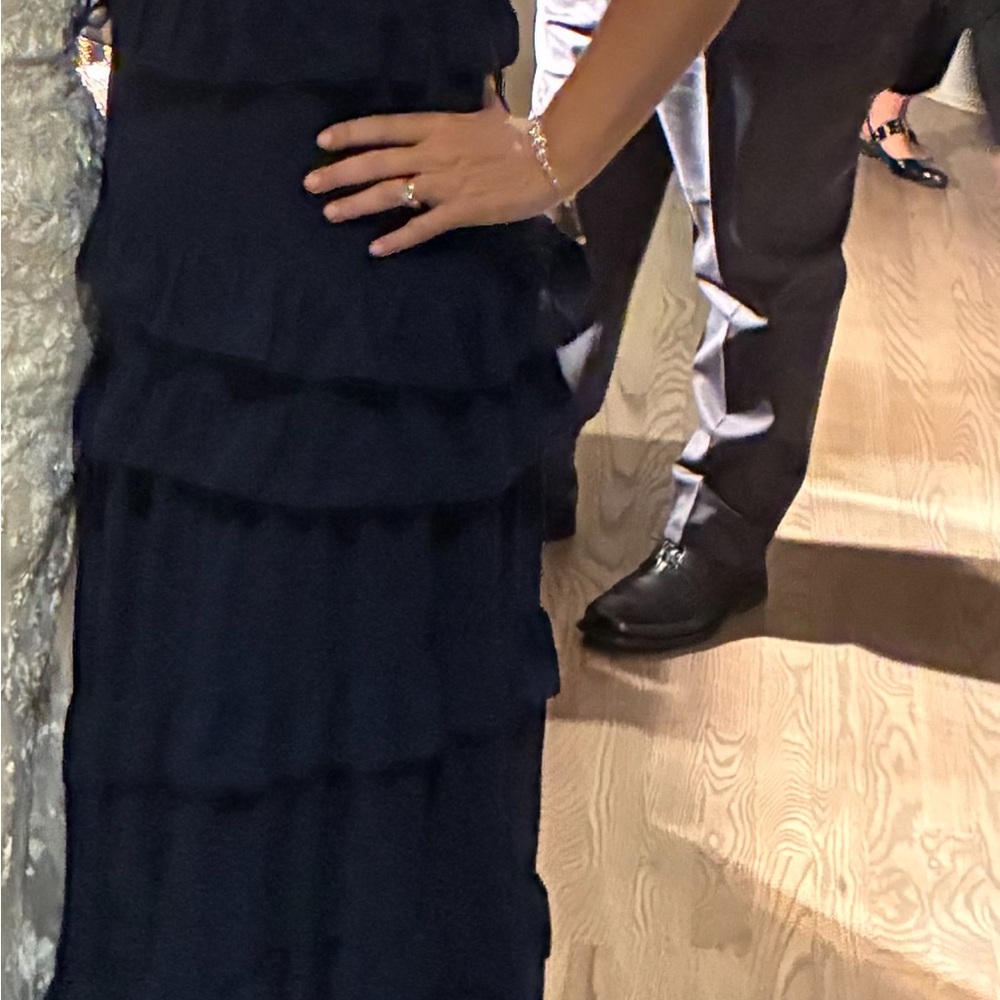 Elegant Navy Ruffled Dress
